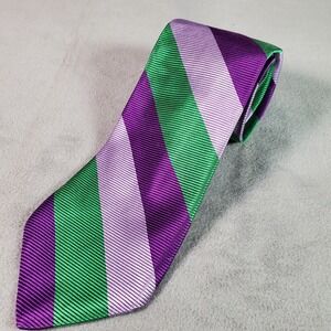 Brooks Brothers 346 Silk Tie Mens Pastel Purple Green Diagonal Stripe Ivy Preppy